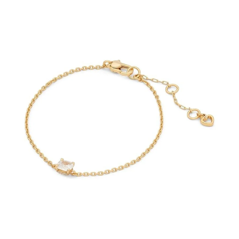 Kate Spade Solitaire Chain Bracelet Women's Clear Gold Cubic Zirconia BUU1310